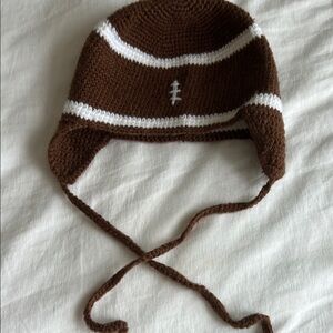 San Diego Hat Company Brown and White Knit Football Beanie with Ear Flaps